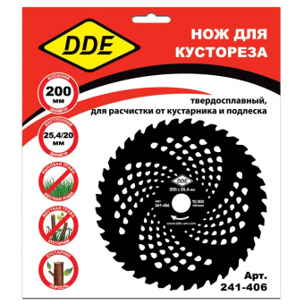 Нож для триммера DDE Wood Cut, 200×25,4/20 мм, 40 зубьев